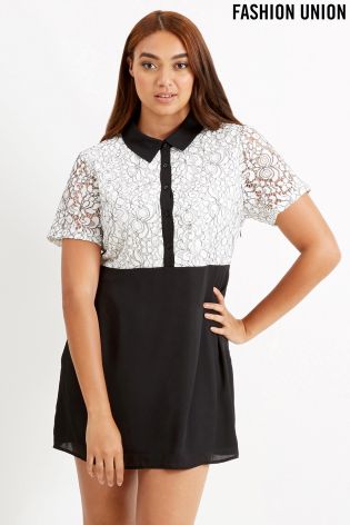 Fashion Union Curve Contrast Lace Dress